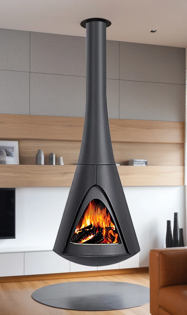 Hanging special-shaped real fire wood-burning fireplace Villa living room decoration features art modeling hanging heating stove