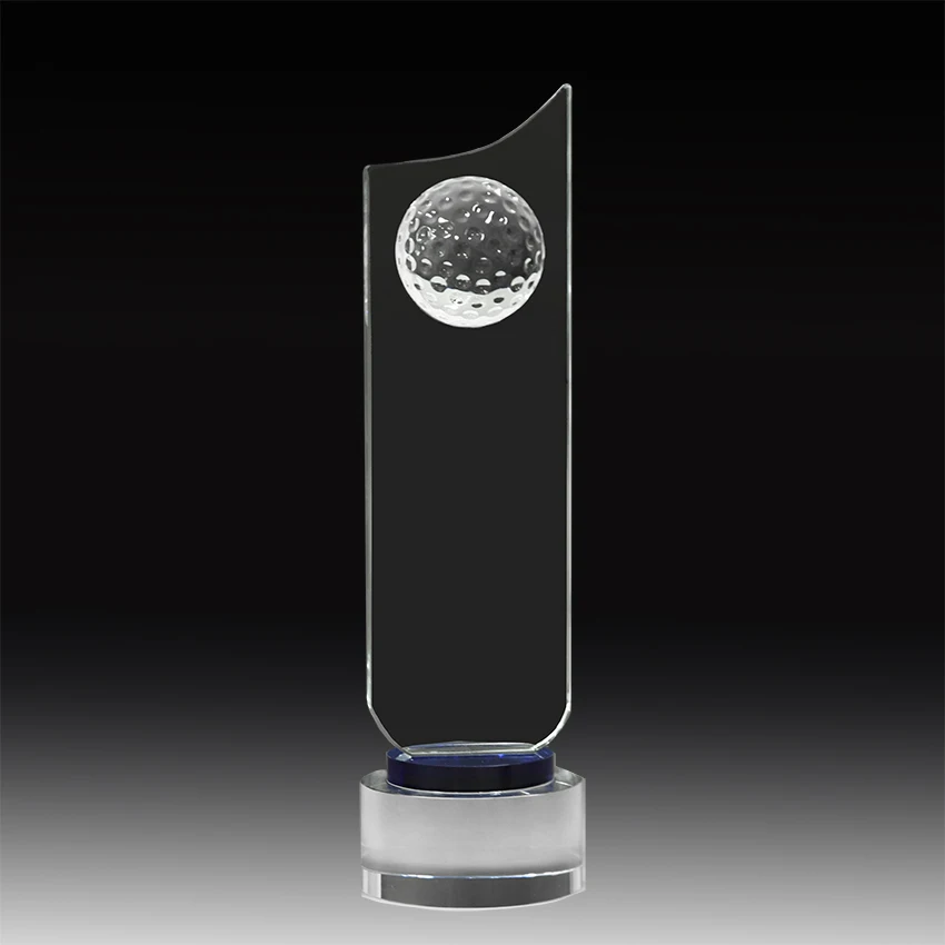 Wholesale cheap big size crystal glass golf trophy award