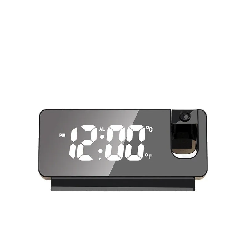 LED Large Screen Digital Mute Clock Desktop USB Powered 180 Degree Adjustable Projection Alarm Clock Electronic USB Cable Square