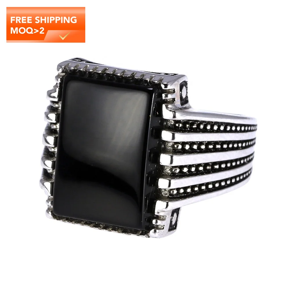 Оптовая продажа черные циркониевые турецкие ювелирные изделия с микрозакрепкой мужское кольцо на палец дизайн для мужчин