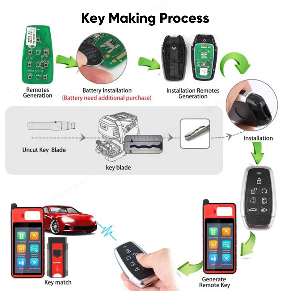 Autel IKEYAT007AL IKEY AT007AL 7 Buttons Smart Universal Key Used with Altra Car Key Programming Copy KM100 IM508S IM608S II PRO