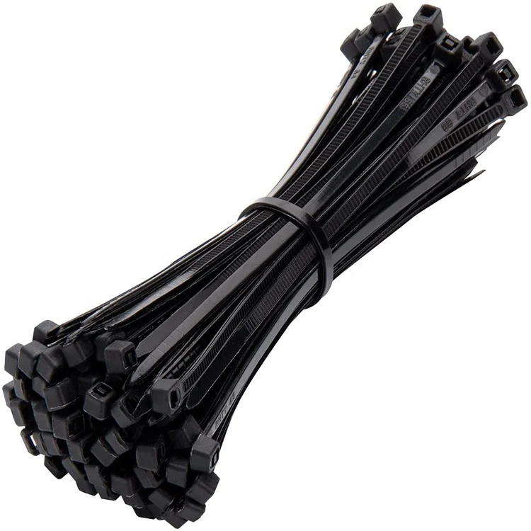 Самоблокирующиеся пластиковые нейлоновые кабельные стяжки 100 шт. черные промышленные