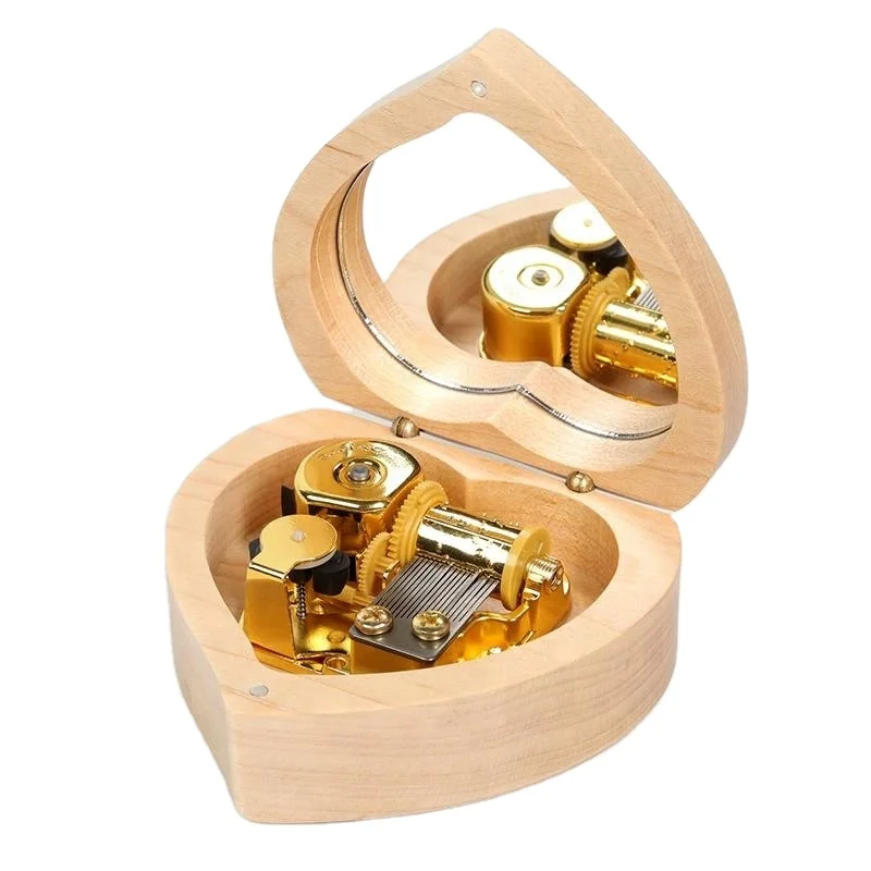 Latest Style Romance Heart Shape Wooden Music Box