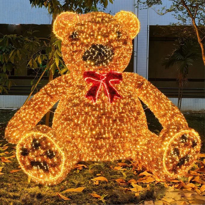 customized good quality colorful Christmas decorative  LED 3d Teddy Bear Motif ball Lighting with bear
