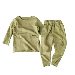 Alibaba shopping online new clothing fashion simple cotton O-neck 2 pcs baby clothing set