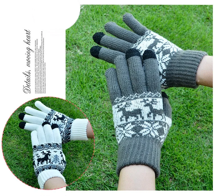Прямая продажа с фабрики рождественские жаккардовые перчатки с оленем для сенсорного экрана Зимние перчатки для Хэллоуина теплые перчатки
