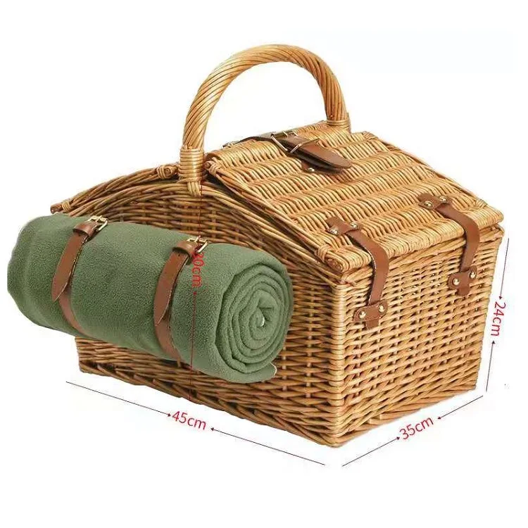 rectangular wicker baskets with handle and  Liners for Picnics Parties  Willow Picnic Hamper