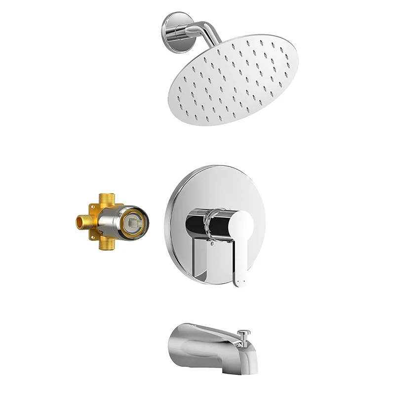 Top Selling Products Single Handle Shower Set Brushed Gold  Hot Cold Water 2 Function Shower Set Kit with Rough in Valve Trim