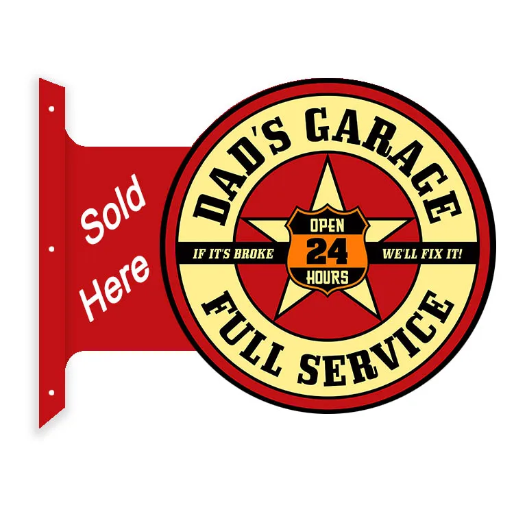 Double Side UV Printing Vintage Classic Metal Flange Sign Man Cave Garage Wall Decor Metal Sign Customized Wholesales Tin Sign