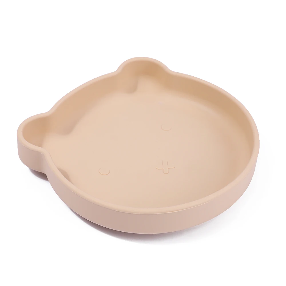 Bear Silicone Baby Kids Suction Food Plate Silicone Toddler Feeding Plate with Suction for Children