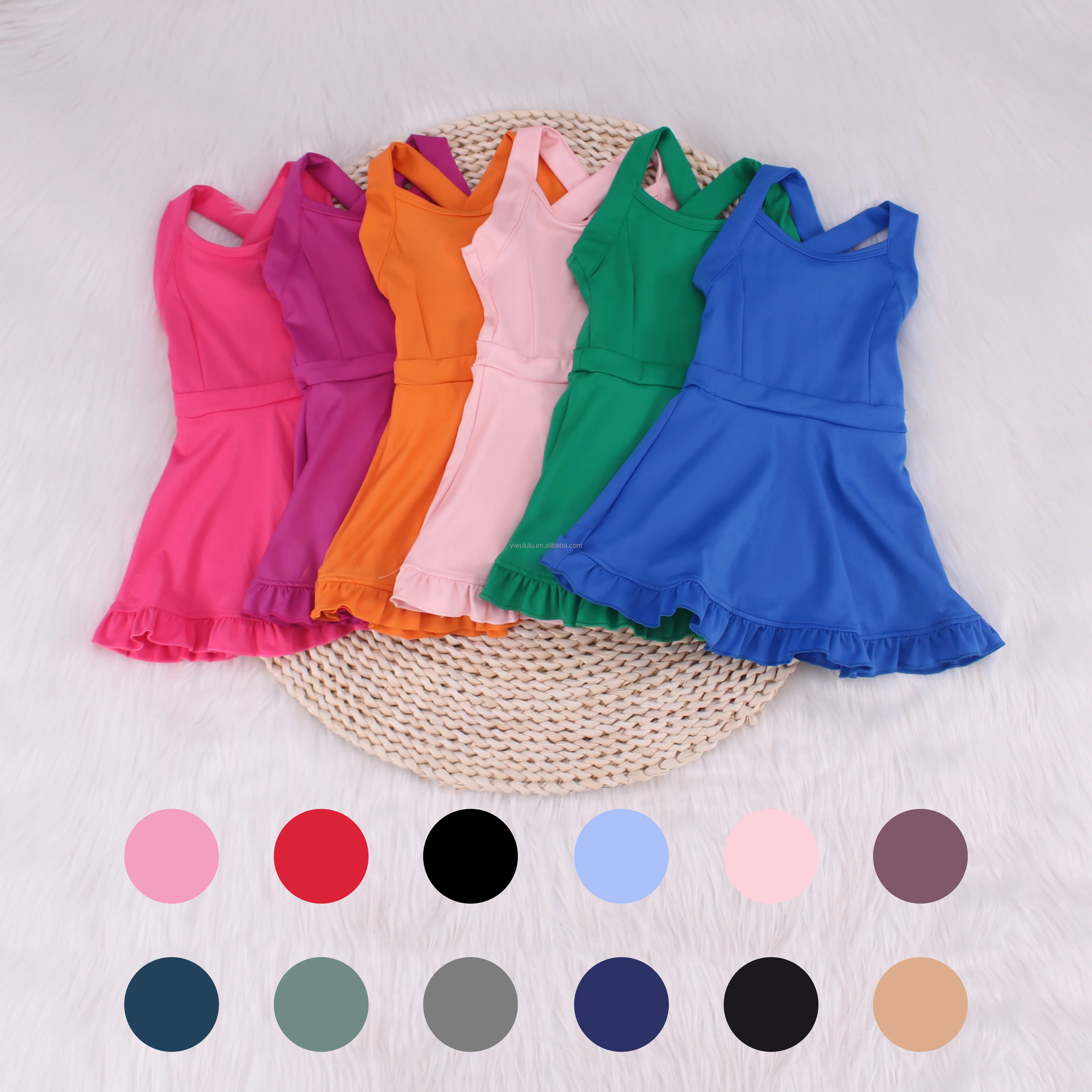 Yoga Sports Wear Kids Clothing New Arrival Sleeveless Fitness Clothing Skirt Tennis Dresses For Girls With Shorts