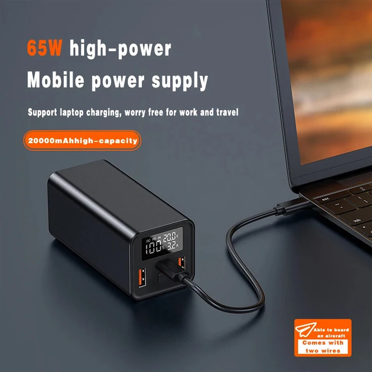 65W Laptop Power Bank 20000Mah Portable Power Station Battery Pack Charger Batterie Externe For Chargeur Rapide iphone Powerbank