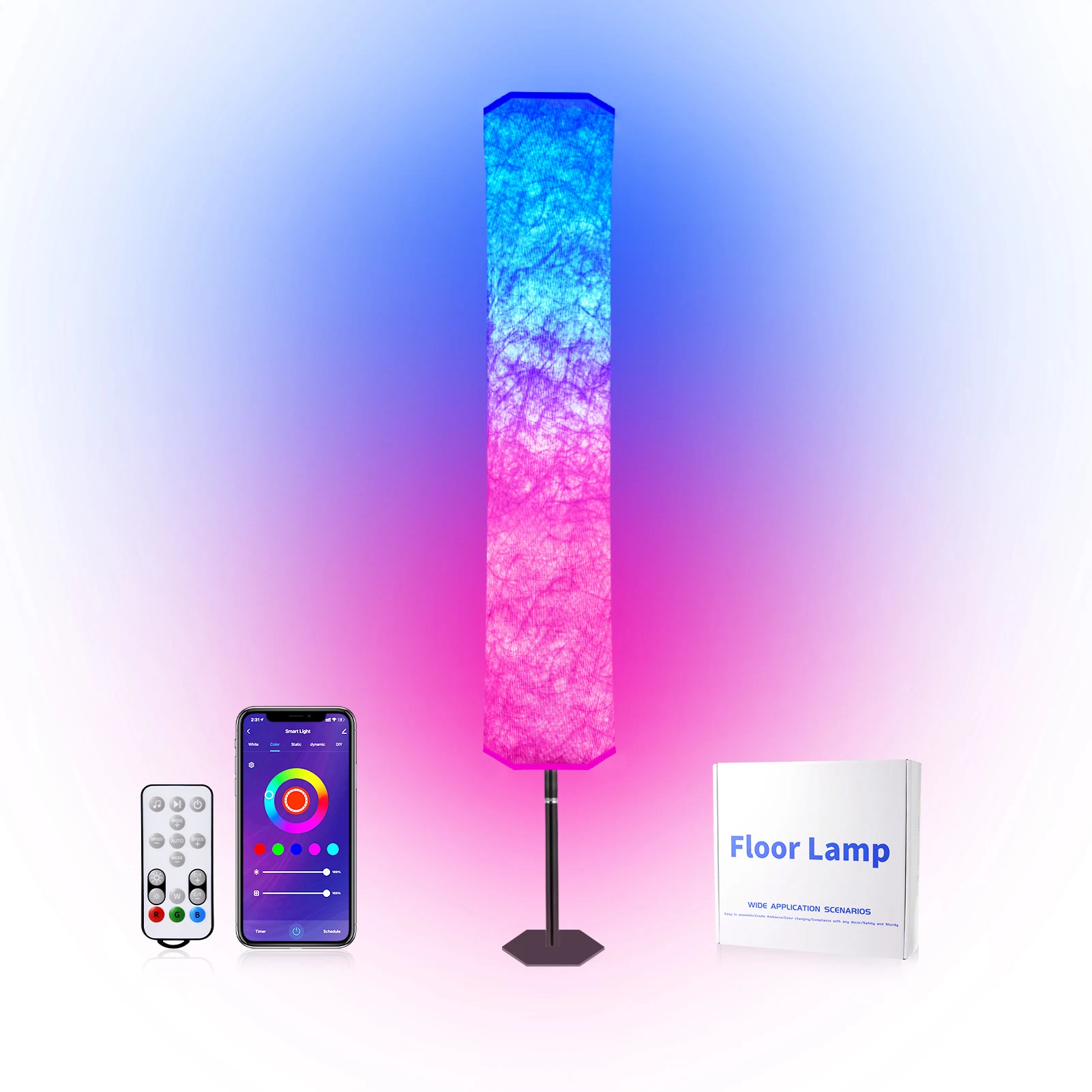 USA free shipping Alexa RGB dimmable Tuya modern fabric living room lamp party atmosphere smart home lights LED floor lamp