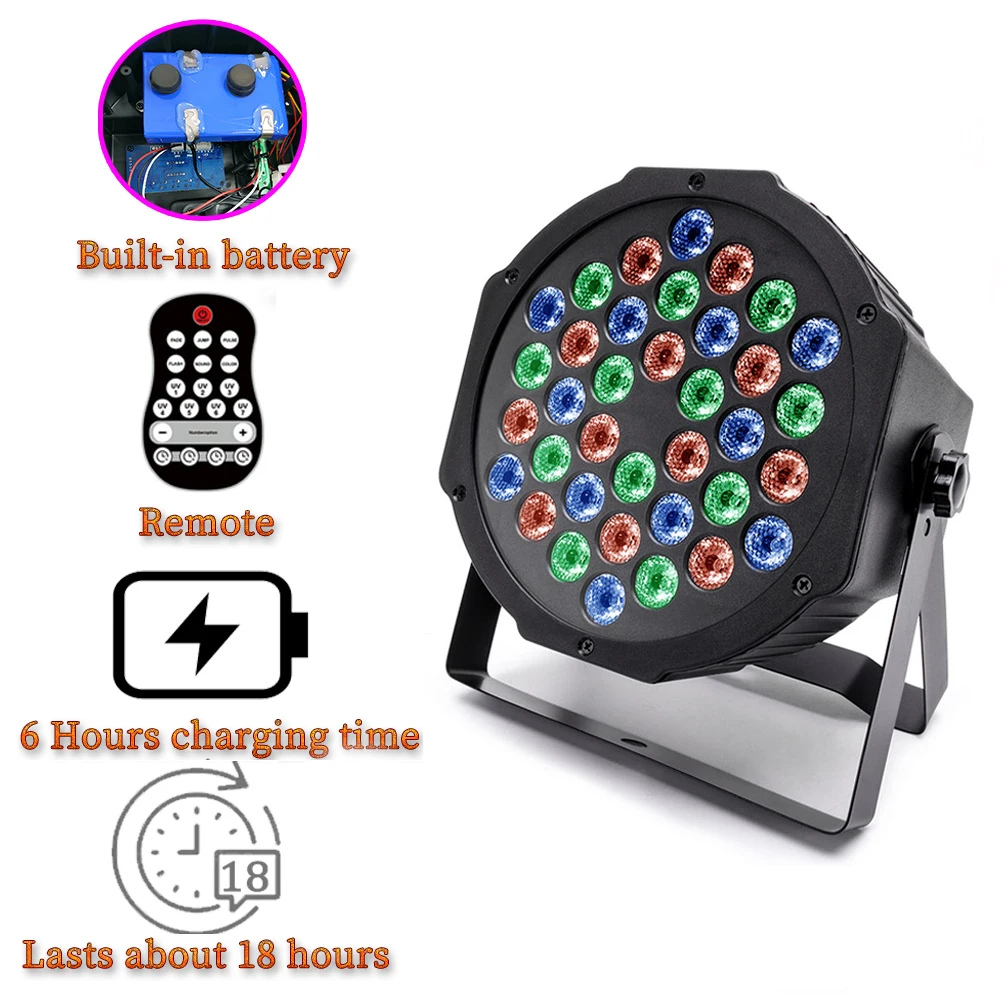 Dragonstage event party 36 led RGB Battery Powered Wireless Controlled LED Par Can Uplight Stage Lights