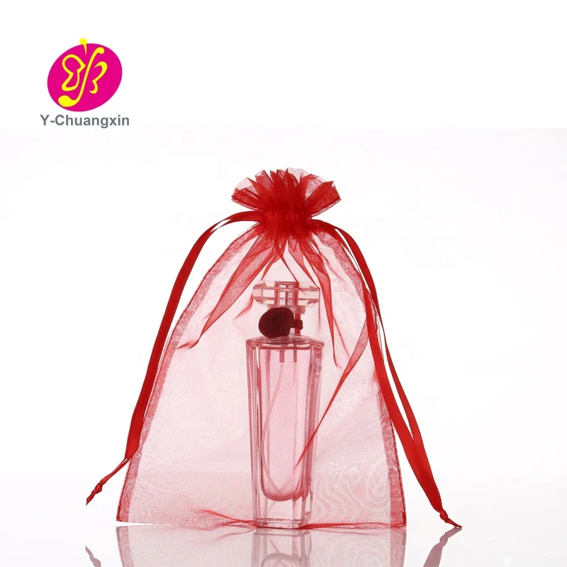 High Quality Red Organza Bag Perfume Packaging Pouch Custom Logo