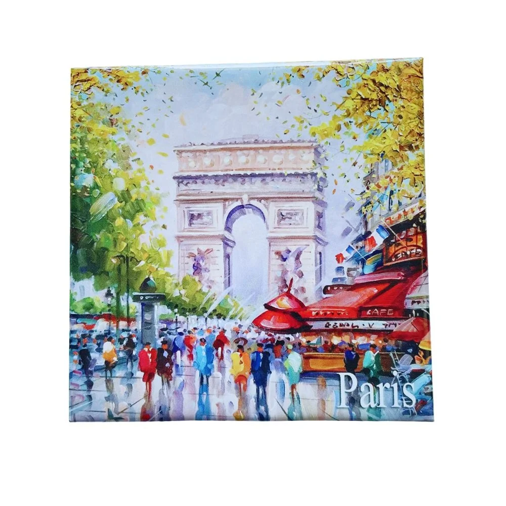French Arc de Triomphe Fridge Magnet 8x8CM Tinplate Modern Design Style Medium Sheet Size Magnetic Sticker Collection Memorable