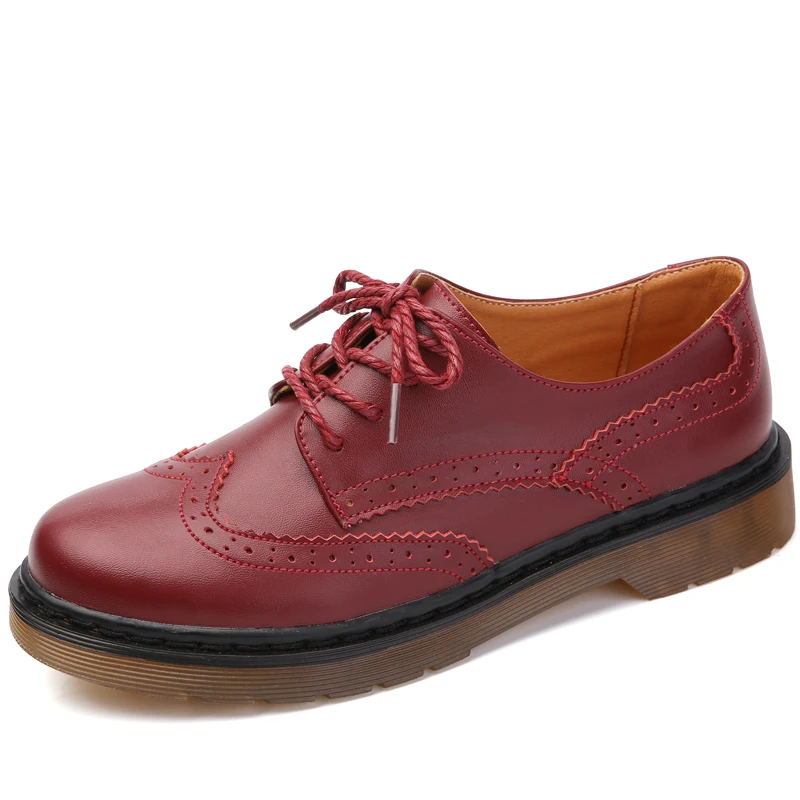 newest stylish zapatos mujer vintage leather ladies brogue shoes cow split leather women oxford shoes