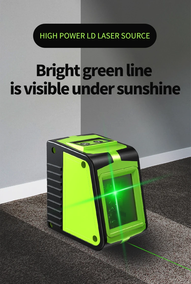 Mini 2 Lines Horizontal And Vertical Cross Line Green Laser Self-leveling Laser Level Survey Instrument