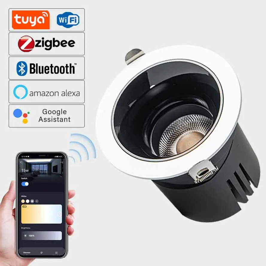 Смарт-светодиодный встраиваемый светильник zigbee, 15 Вт