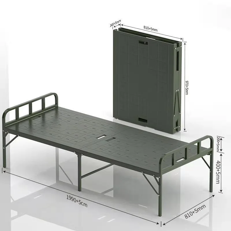 Hot plastic steel camp bed field single portable green nap can be thickened escort nap bed