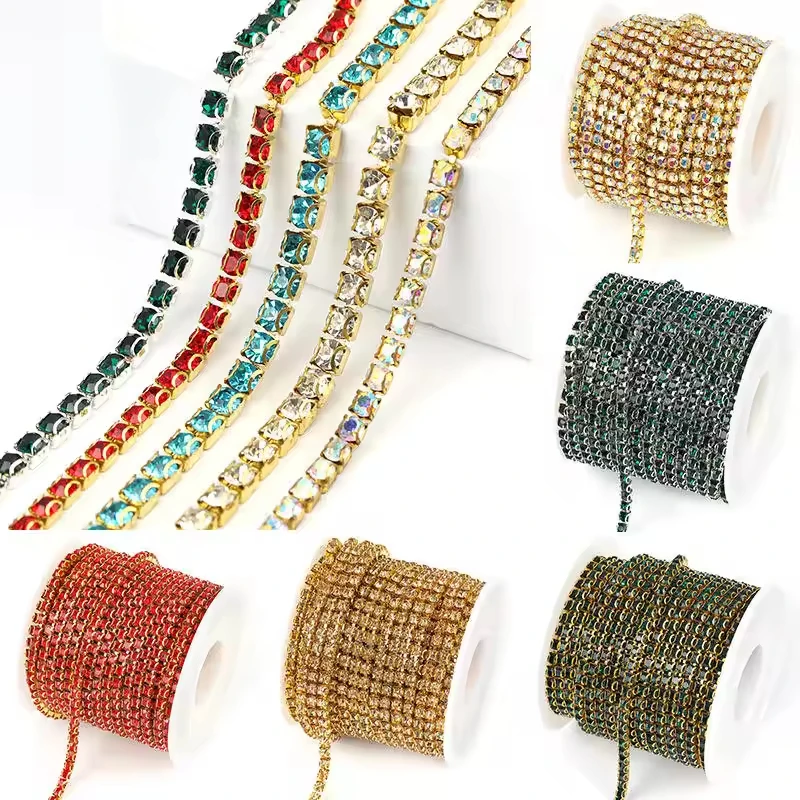 Wholesale Stainless Steel Rhinestone Cup Chains Sewn Crystal Rhinestone Claw Chains