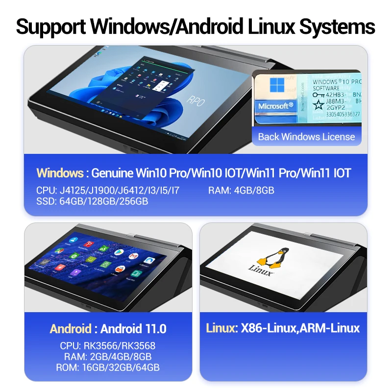 Windows/Android Cashier Machine Pos Computer 11.6' Mobile Desktop POS Software NFC Payment Reader Caisse Enregistreuse MIni Pos