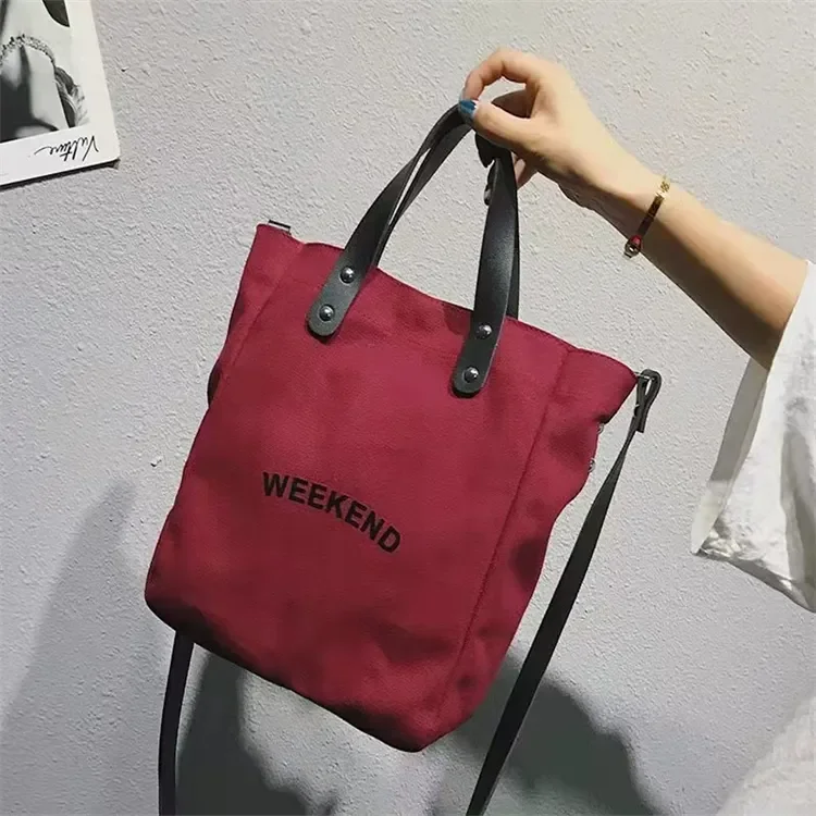 2024 New YCH LOW Price canvas customized tote bag with leather handle straps fashion style for mama women lady girls