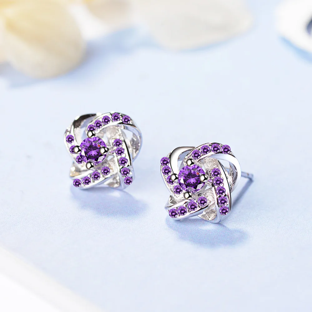 Eternal Star Korean Fashion Platinum High-End Diamonds Stud Earrings
