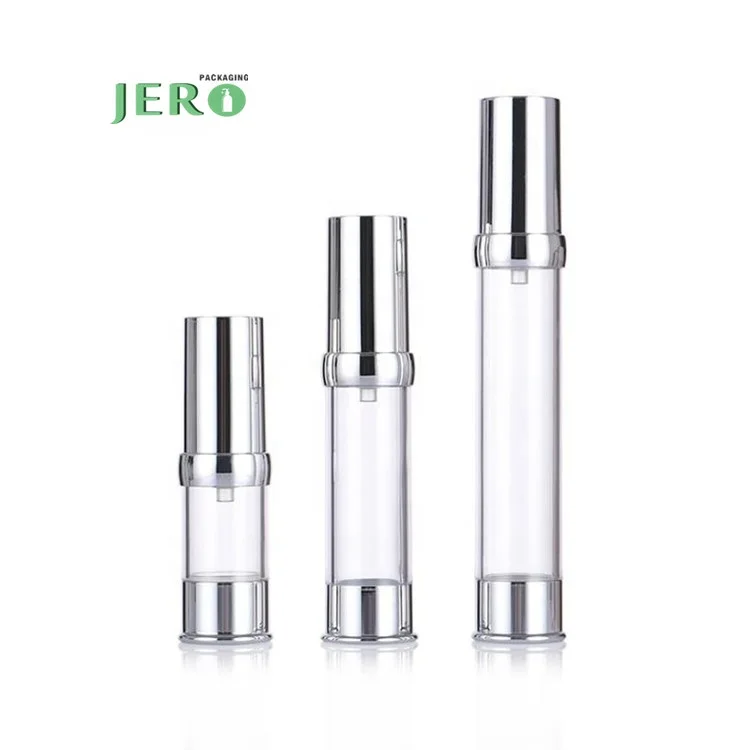 Fast delivery 5ml silver airless pump bottles 60ml airless pump bottle 10ml airless pump bottle silver