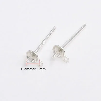 925 Sterling Silver Concave Pearl Stud Earrings Handmade DIY Jewelry Findings with Hollow Support and Pin Bead Tray Accessories