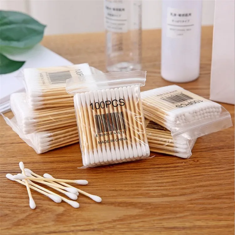 2023 Makeup cotton swabs disposable 100 pcs medical cotton swabs double headed cotton buds wholesale