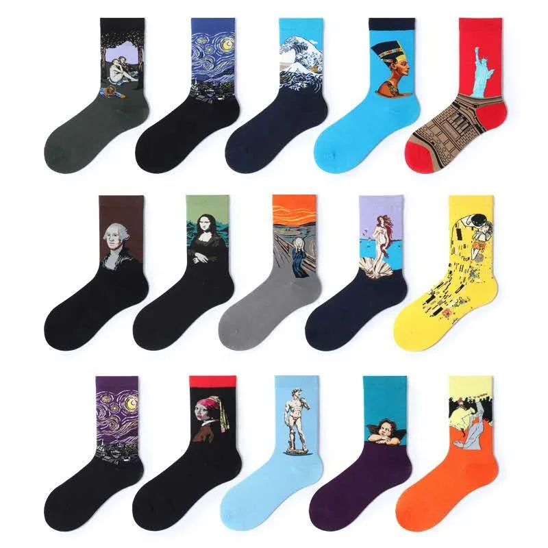 
2020 New design custom wholesale funny tube colorful unisex men women jacquard cotton happy knitting socks 