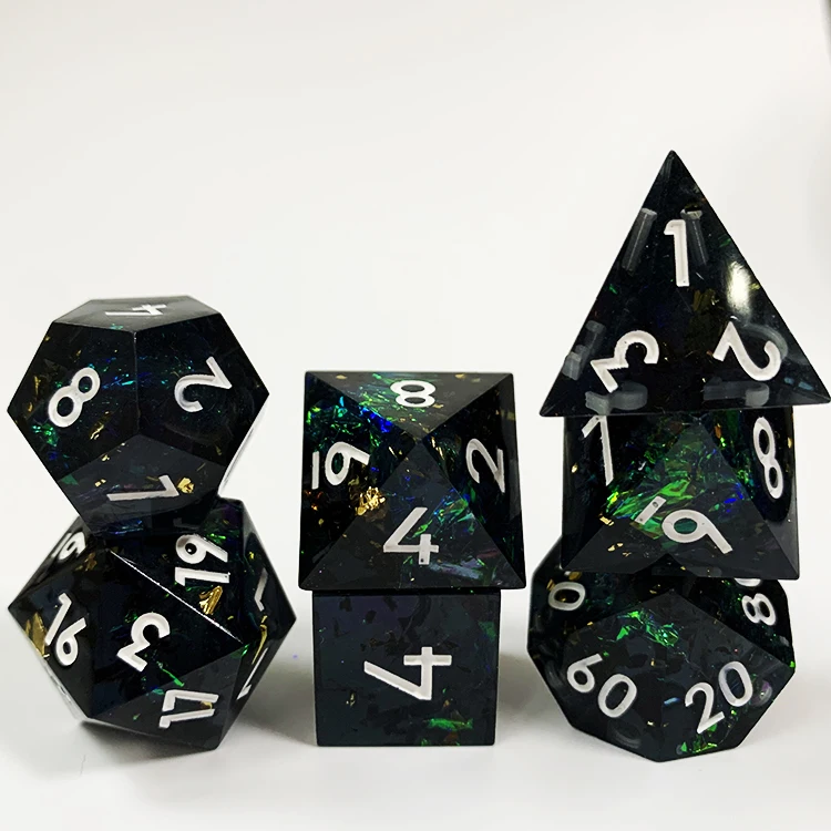 Death Peeping Eyes 7pcs Death Peeper Eye Dice Set Liquid Core Heart Sharp Edge Dice Handmade Dice Set For Tabletop Roleplaying G