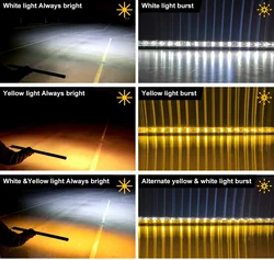 Dual Color Strobe White Amber Single Row Light Bar with 6D Driving Fog Light Off Road Truck ATV UTV 7inch Slim Led Light Bar