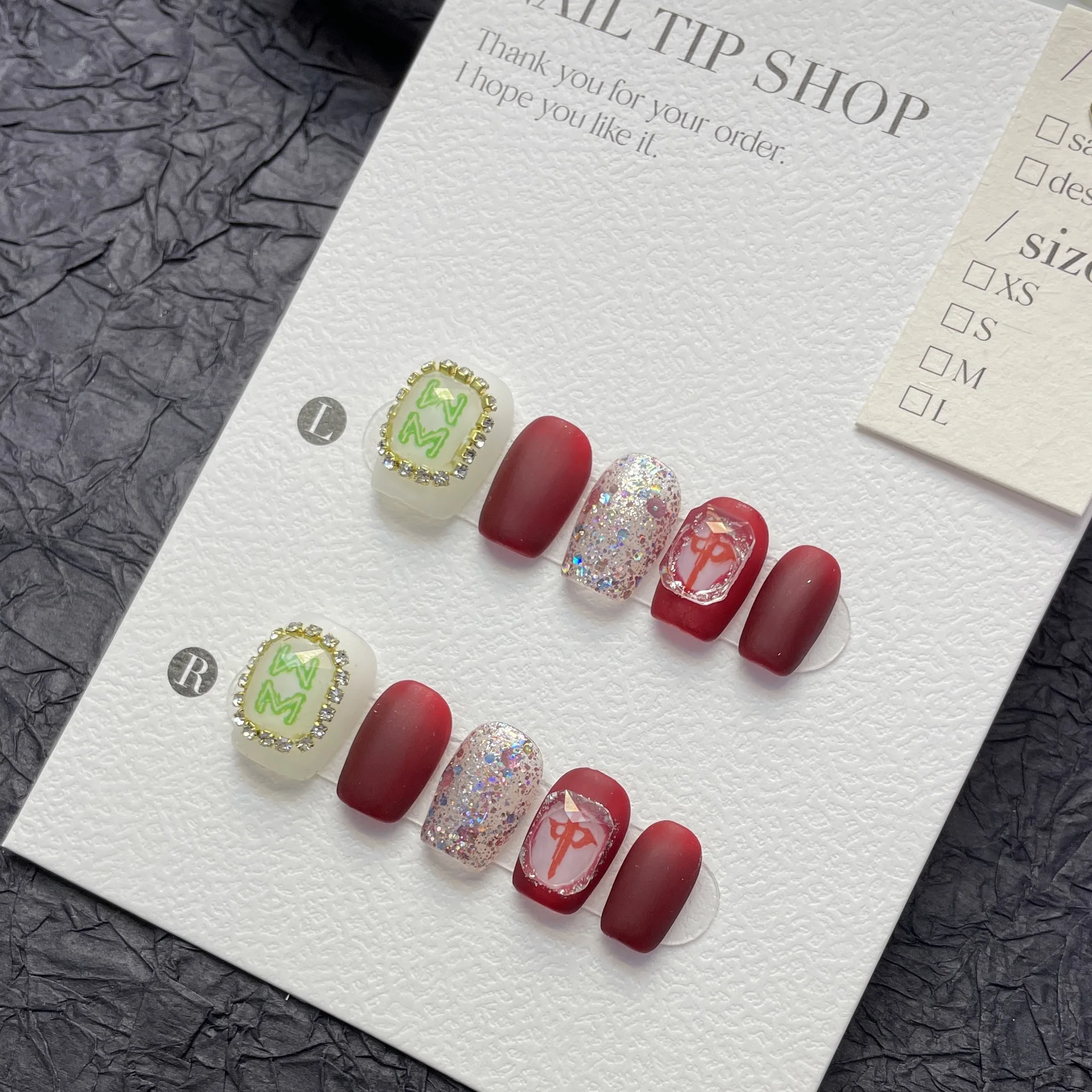 Дизайн #1351 Креативные 3d Искусственные ногти Китайский Маджонг тематические украшения ручной работы 10 шт. накладные акриловые