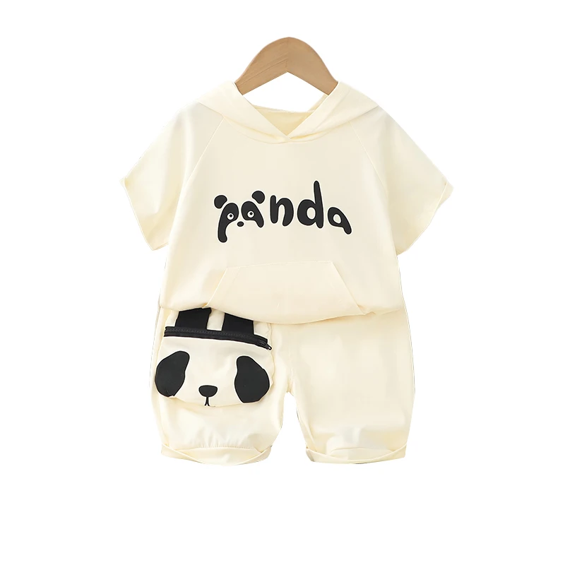 Детская Повседневная футболка с капюшоном комплект из двух предметов летние тонкие спортивные шорты коротким рукавом детская одежда