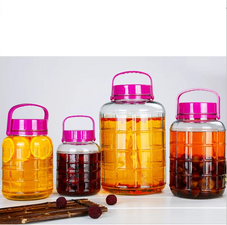 High quality 2 liter 10L 20L bulk glass jar with plastic screw lid wholesale Big 2 liter glass storage jar with plastic lid