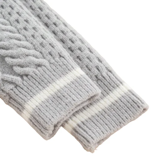Simple Fashion All-Over Stranded Flowers Knitted Autumn Winter Pullover Jumper for Boys and Girls with Crew Neck