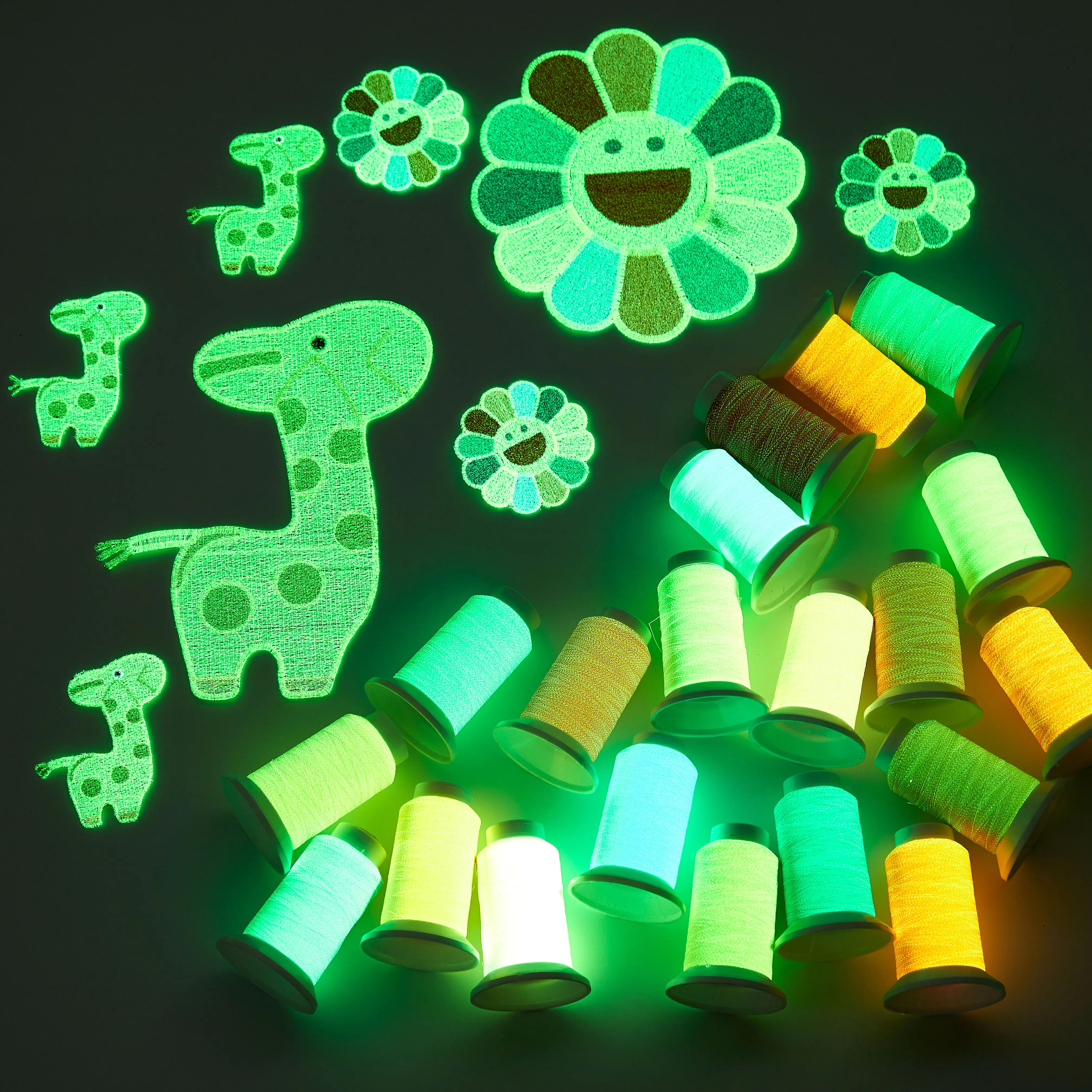 Светящаяся в темноте Вышивальная нить, светящаяся нить 75d/2 150D/2 полиэфирная светящаяся Вышивальная нить для вышивальной машины