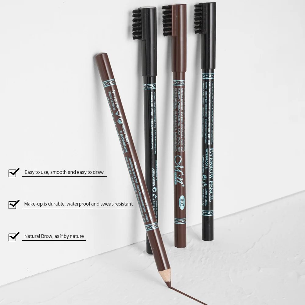 Menow P10021 makeup wood eyebrow pencil with brush Black eyebrow pencil