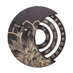 Creative Round Wooden Concentric Calendar Perpetual Calendar Circular Decoration