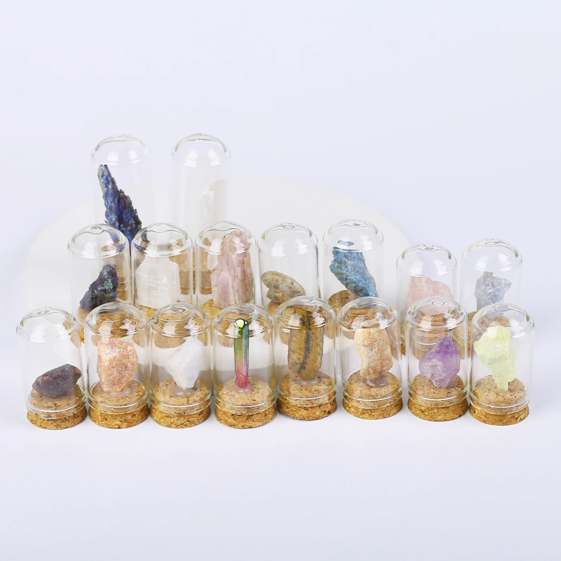 Wholesale Natural Mixed Mini Raw Specimen Healing Crystal Quartz Minerals Rock Stone With Glass Cover