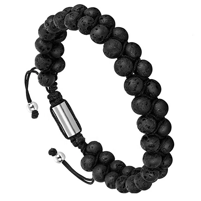 Wholesale fashion custom jewelry 316l stainless steel adjustable natural stone bead bracelet