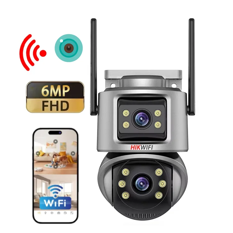 Outdoor PTZ Camera With 4K 8MP HD Wifi IP Camera Dual Screen Auto Tracking Wireless Security Protection CCTV Surveillance iCSee