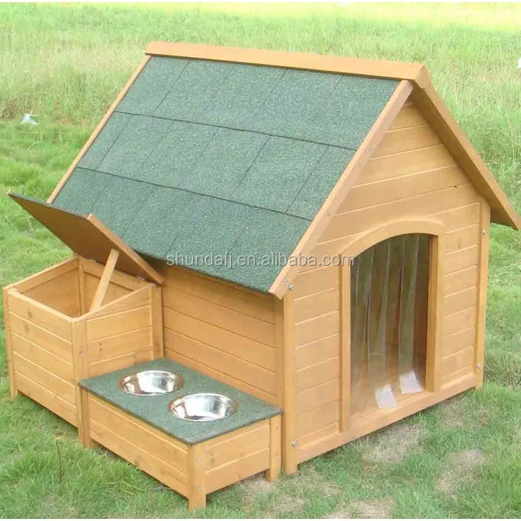 SDD0405 Wholesale High Quality Outdoor Wooden Dog House with Feeders Dog Kennel with Storage box