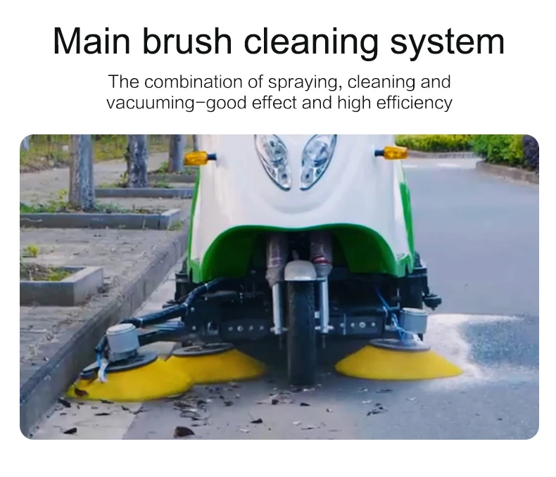 Industrial Floor Sweeper Driving On Sweeper Driveway Street Road Cleaning Equipment