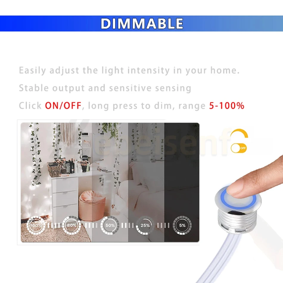 Mini Touch Dimmer Sensor Switch Concealed Induction On/Off Controller DC 12V 24V for Cabinets Wardrobes Kitchens LED Lighting