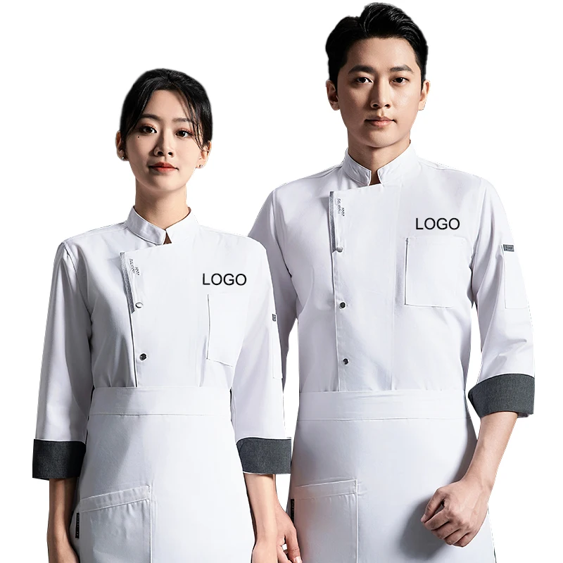Breathable Black Chef Coat Uniform Jacket for Sale Custom Chef Costume Kitchen Uniform Coat Pastry Hotel Kitchen Chef Uniform