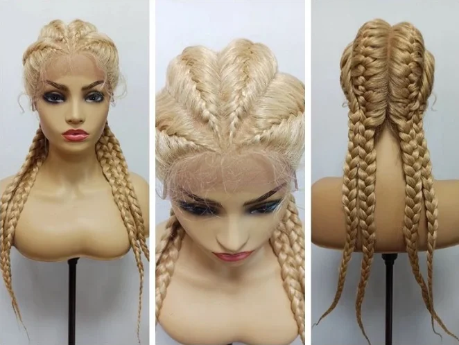 Hot Synthetic Wig Braided Lace Front Wigs with Baby Hair Perruque