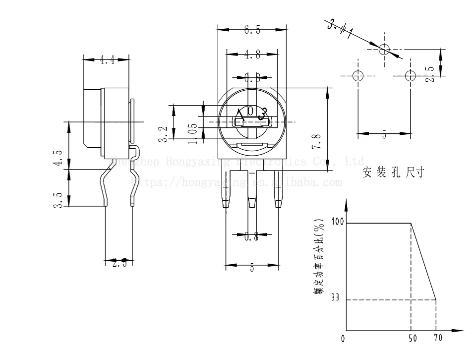 RM063 vertical blue white adjustable resistor WH06 potentiometer 101 passive rotary potentiometer variable resistor 100R